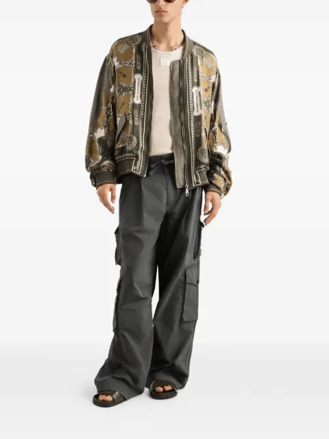 Dolce & Gabbana cargo-print oversized twill bomber jacket