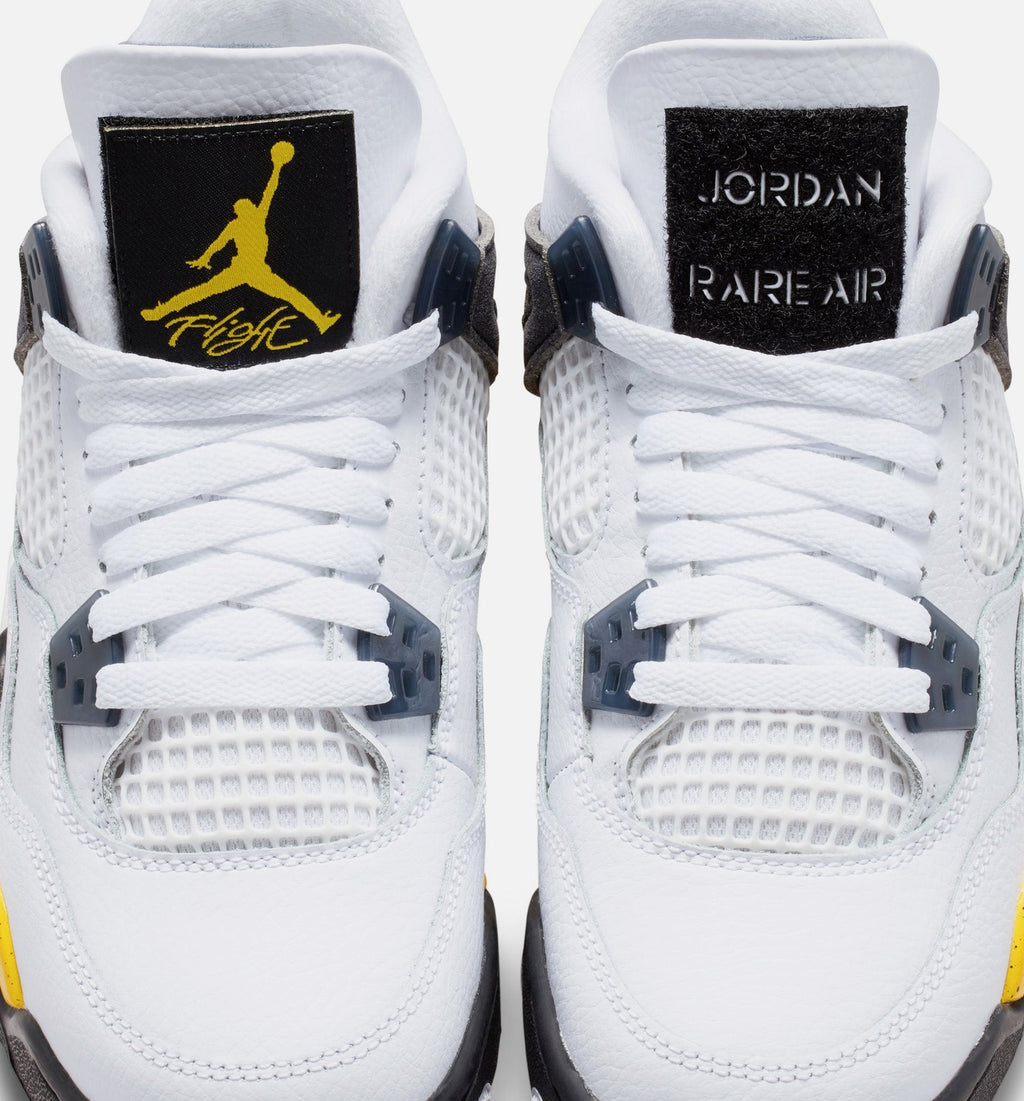 Air Jordan 4 Retro Rare Air Tour Yellow – Grade School Lifestyle Shoe in White/Dark Blue Grey/Black/Tour Yellow