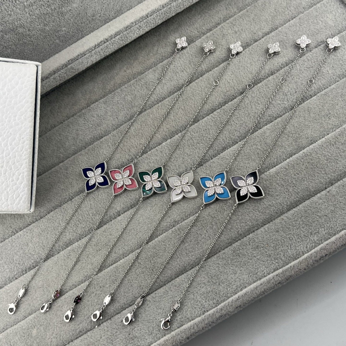 Roberto Coin Style Four-Leaf Clover Cubic Zirconia Bracelet