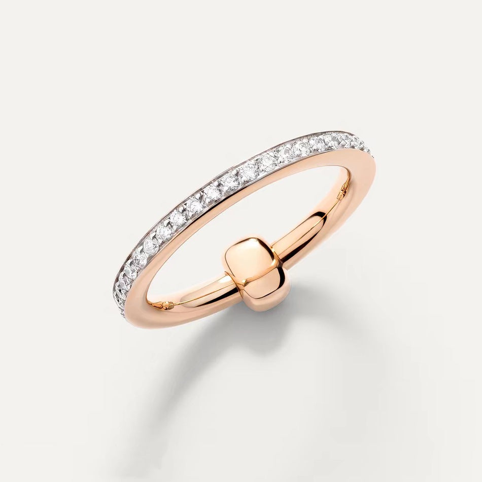 Pomellato Style Classic Cubic Zirconia 18K Gold-Plated Ring