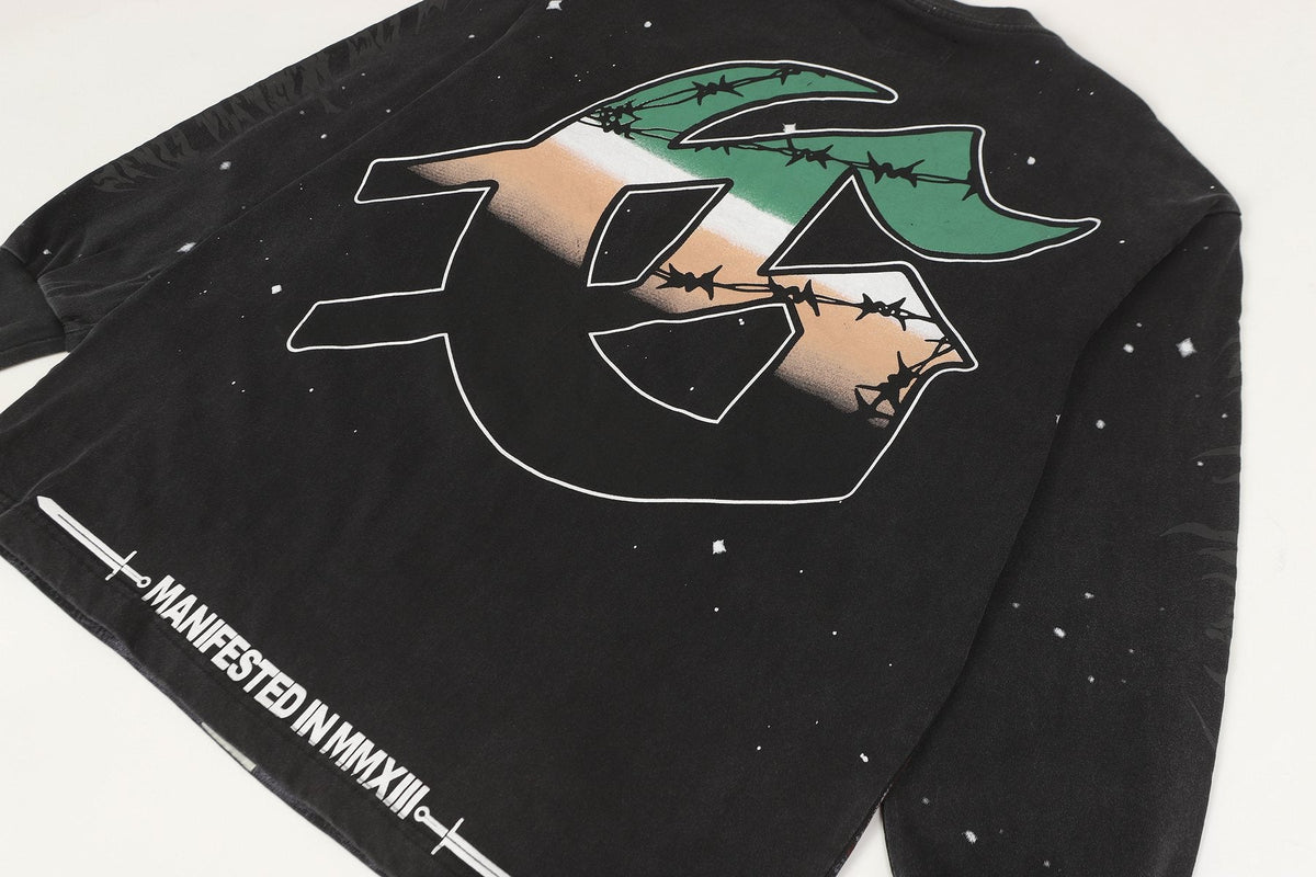 Godspeed Washed Black Rock Graphic Long-Sleeve T-Shirt