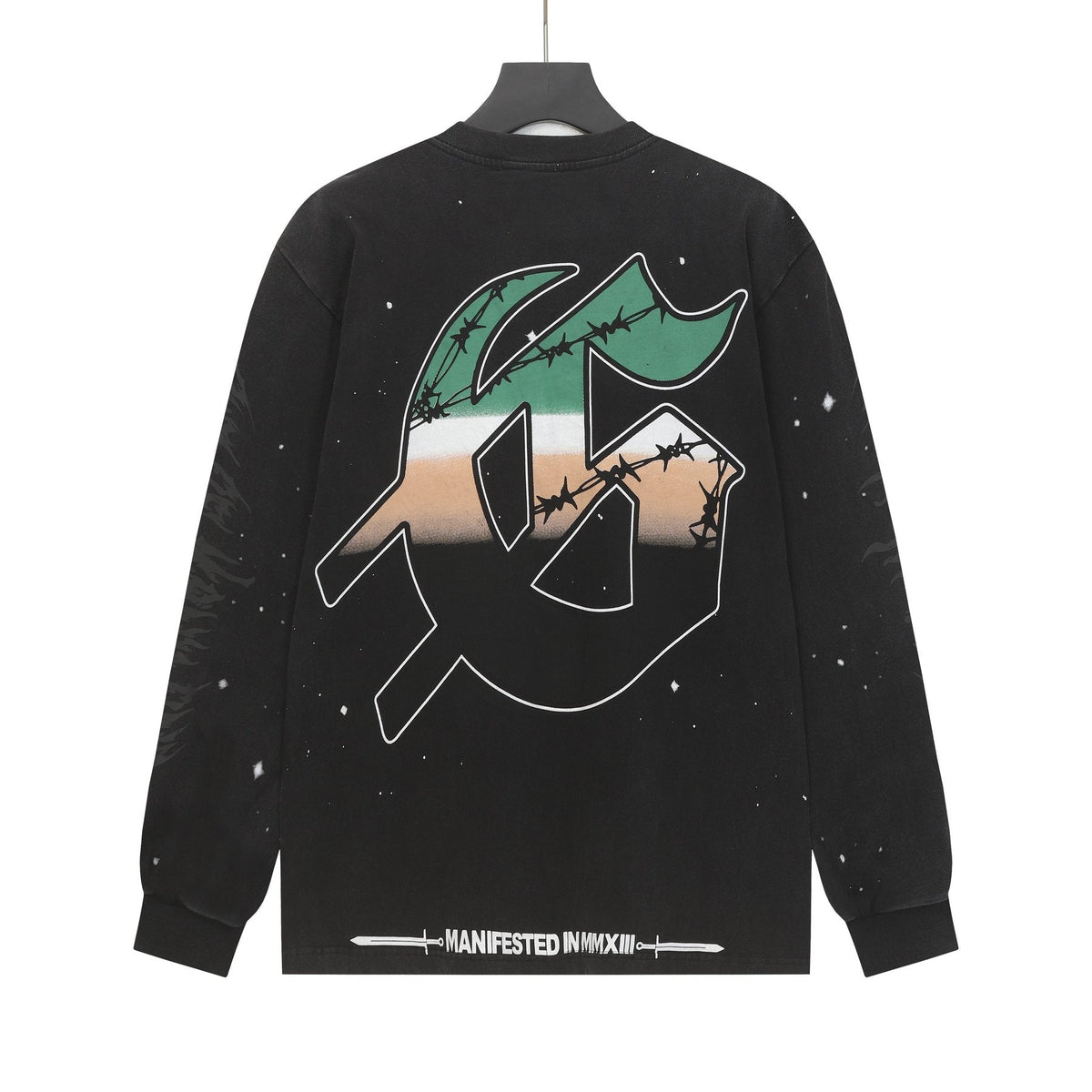Godspeed Washed Black Rock Graphic Long-Sleeve T-Shirt