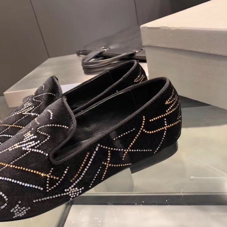 Giuseppe Zanotti Rhinestone Velvet Slip-On Shoes