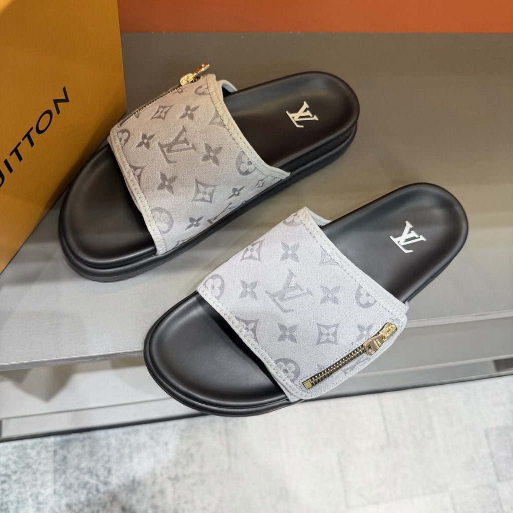 Louis Vuitton White Monogram Slide Sandals