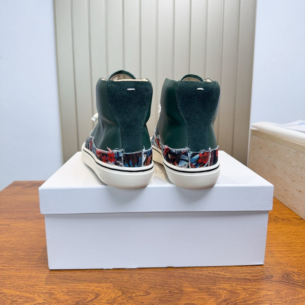 Maison Margiela Dark Green Floral High-Top Sneakers