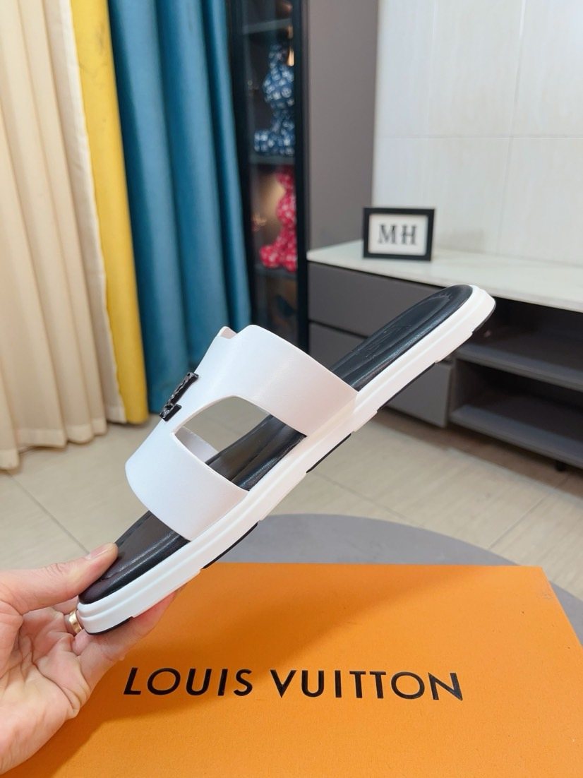 Louis Vuitton Embossed Men's Slide Sandals - Textured Outsole