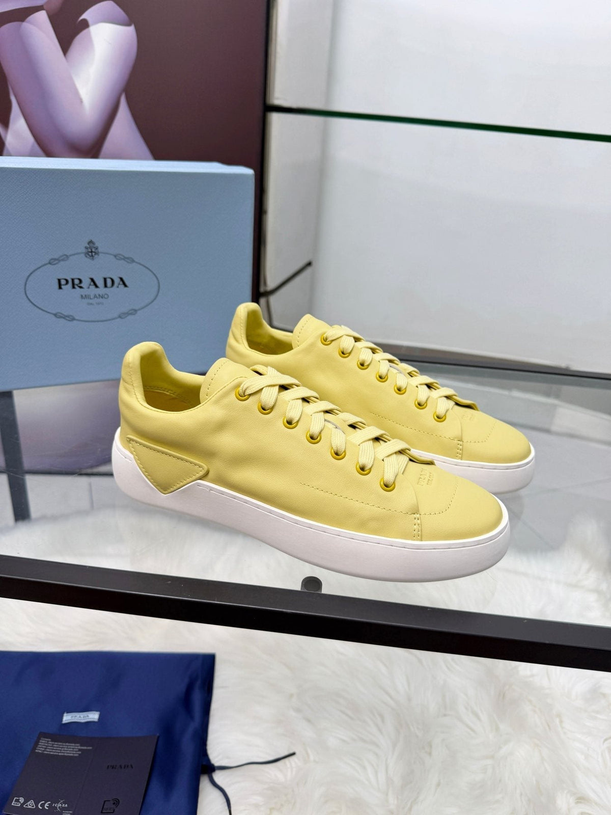 Prada Tonal Tan Low-Top Sneakers