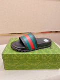 Gucci Green-Red Stripe Slide Sandals
